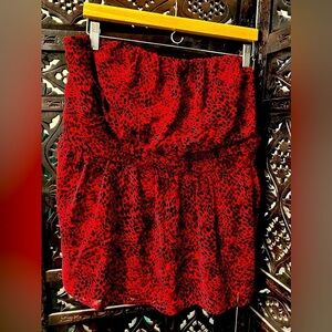 LANE BRYANT Red Leopard Print Strapless Top Size 20